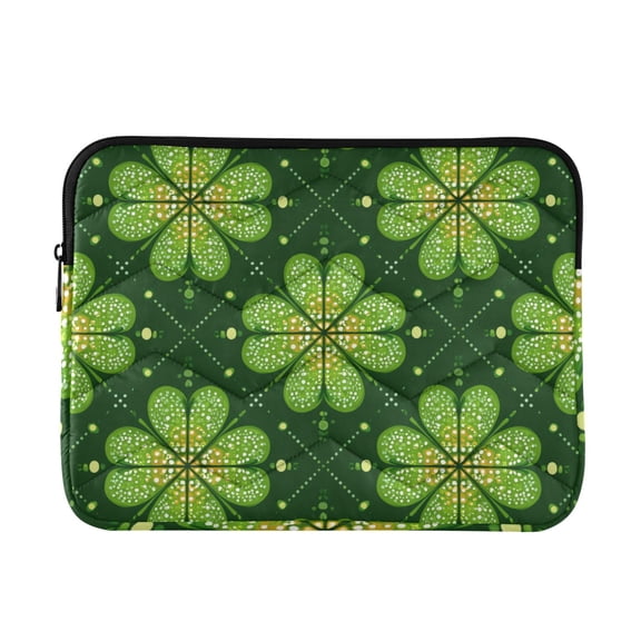 Clovers on Grids St Patricks Day Quilted Laptop Protective Cases Computer Sleeves Tablet Bags Briefcases M