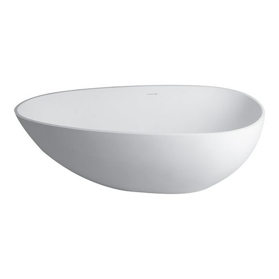 Clovis 59x31" Oval Solid Surface Resin Freestanding Bathtub in White