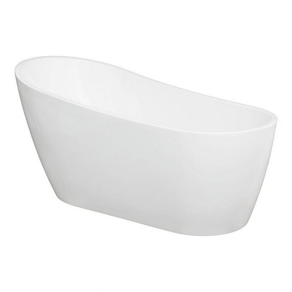 Clovis 60x29.13" High Gloss Modern Acrylic Plastic Freestanding Bathtub in White