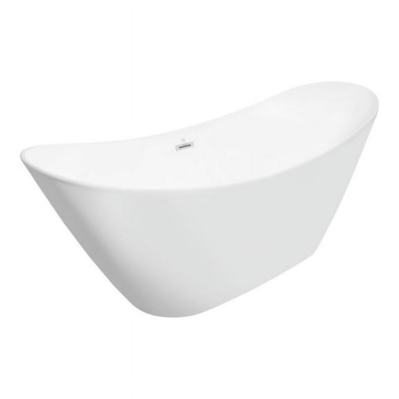 Clovis 63x30.31" Acrylic Plastic and Fiberglass Freestanding Bathtub in White
