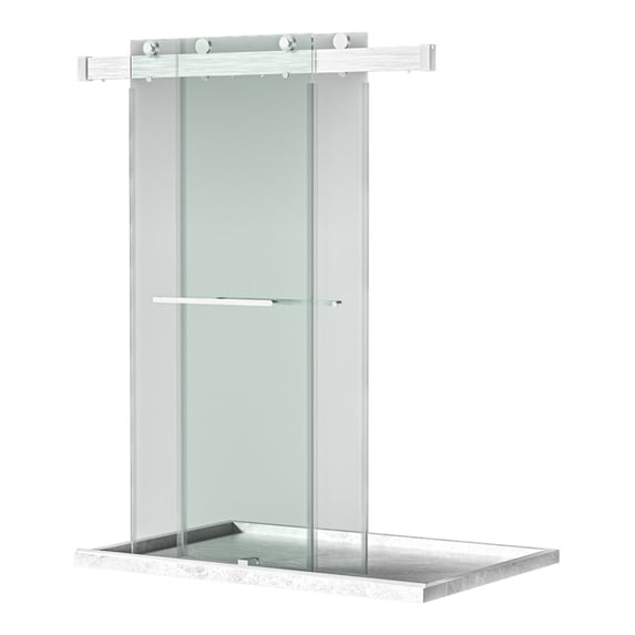 Clovis 76x72" Double Sliding Glass Shower Door w/ Buffer in Brushed Nickel/Clear