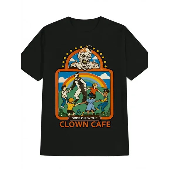 Clown Cafe Drop On By Funny Graphic Black Casual Unisex T-Shirt up to size 5XL