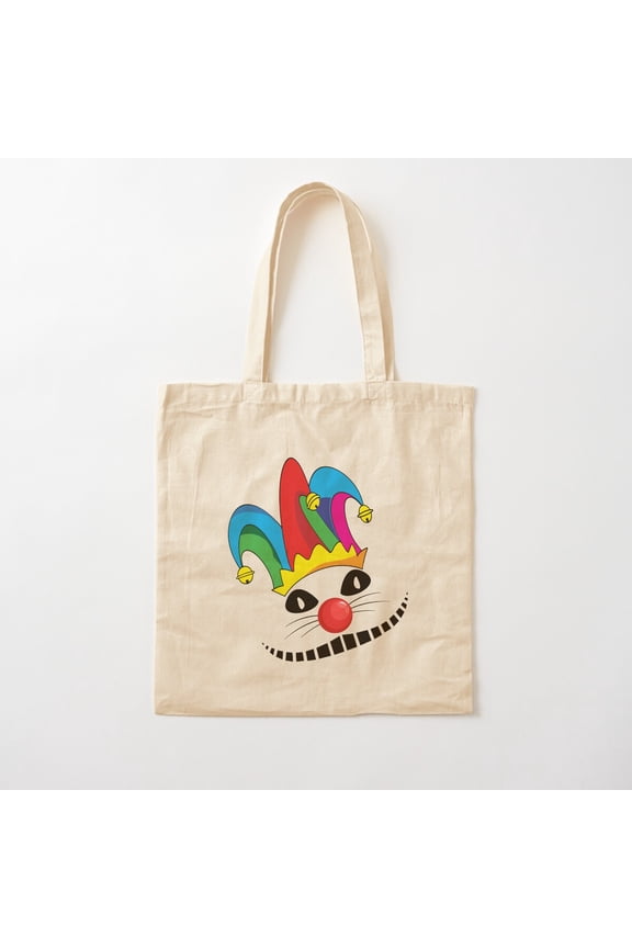 Clown Cat Canvas Tote Bags, Reusable Shopping Bag