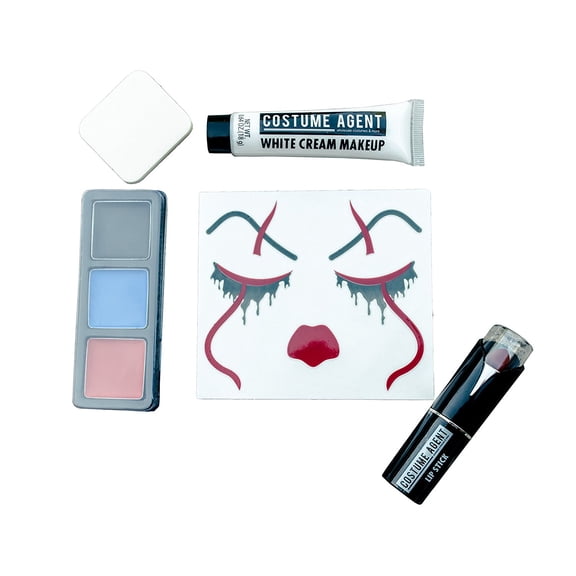 Costume Agent Clown Face, Eye & Lip Makeup Creams, 5 Pieces Kit