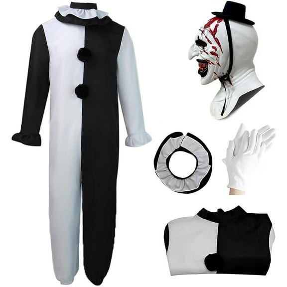 Clown Costume Cosplay Clown Outfit Clown Jumpsuit with Mask for Adult Halloween