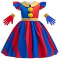 thumbnail image 1 of Clown Costume Dress with Gloves for Girls Birthday Cosplay Outfit, 4-9Y, 1 of 7