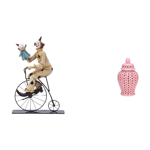 Clown Figurine Sculpture Statuette Ceramic Ginger Jar Decorative Storage Vase for Dining Table Arrangement