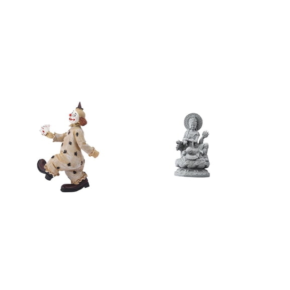 Clown Figurines Guan Yin Statue Sculpture Resin Material for Dining Room Table Centerpiece and Office Decor