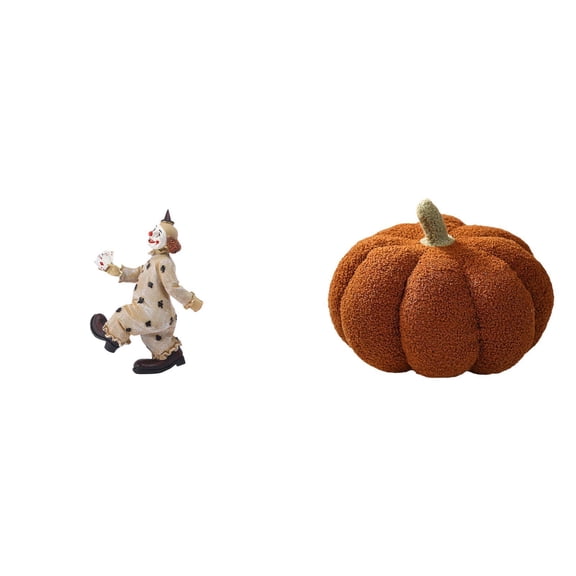 Clown Figurines Pumpkin Pillows Sculpture Plush Material for Living Room Table Bedroom Decoration