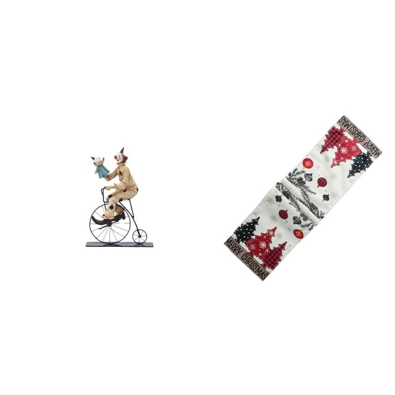 Clown Figurines Statue Table Runner Artistic Resin Polyester Holiday Decor for Dining Room Winter Scene