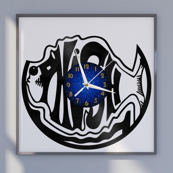 Clown Fish 12 Inch Vinyl Record Wall Clock - Silent, Creative, and Unique Clock for Living Room, Entryway, or Bedroom Decor - Perfect Gift Idea(12 inchs B without LED)