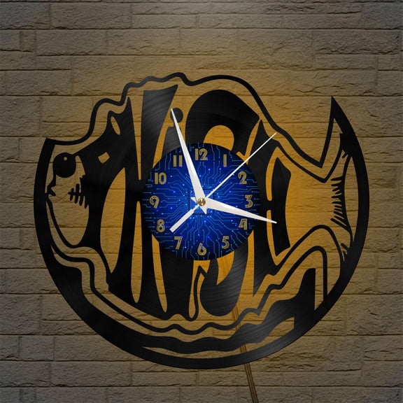 Clown Fish 12 Inch Vinyl Record Wall Clock - Silent, Creative, and Unique Clock for Living Room, Entryway, or Bedroom Decor - Perfect Gift Idea(12 inchs B with LED)
