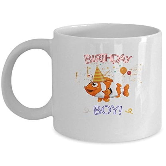 Clown Fish 11 oz Coffee Mug - Gift for Birthday Boy White Ceramic