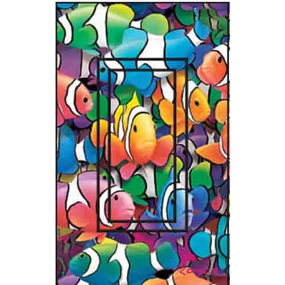 Clown Fish Single Rocker SwitchStix Peel and Stick Art Deco Switch Plate Cover Applique Washable Heat/Steam/Water-Resistant - 1 unit