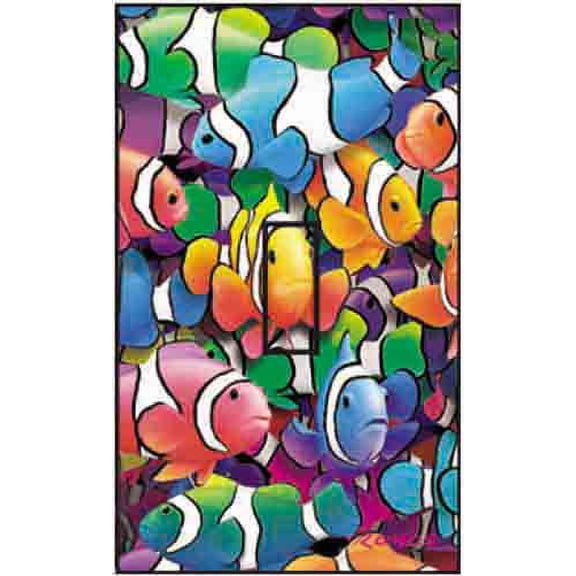 Clown Fish Single Toggle SwitchStix Peel and Stick Art Deco Switch Plate Cover Applique Washable Heat/Steam/Water-Resistant - 1 unit