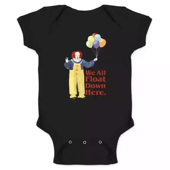 Clown Float Down Here Minimalist Horror Spooky Baby Bodysuit Cute Baby Onesie, BABY BODYSUIT LAT 4424
