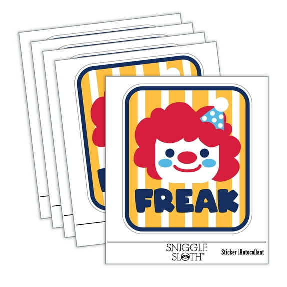 Clown Freak Funny Circus Car Window Bumper Water Bottle Phone Tablet Laptop Waterproof Vinyl Decal Sticker Set 5-Pack - Gloss Finish - 2.0"