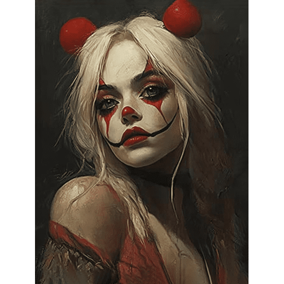Clown Girl Portrait Decoration Painting/Canvas Art Perfect for Living Room Bedroom Office Hallway Hotel Bar Restaurant Decor Blonde Hair Clown Girl Decoration Art