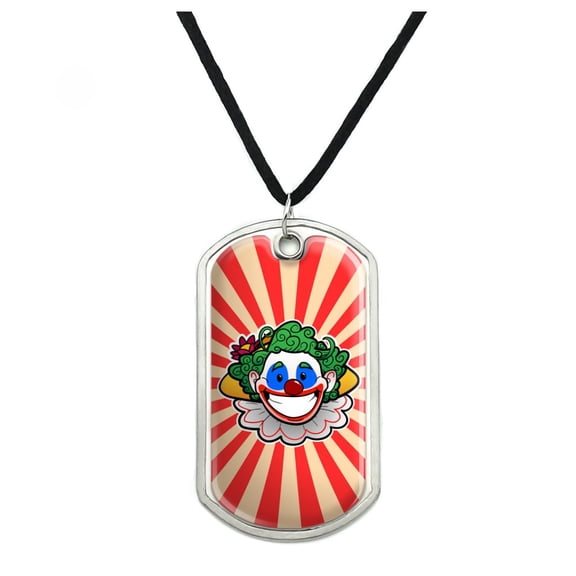 Clown Happy Face Military Dog Tag Pendant Necklace with Cord