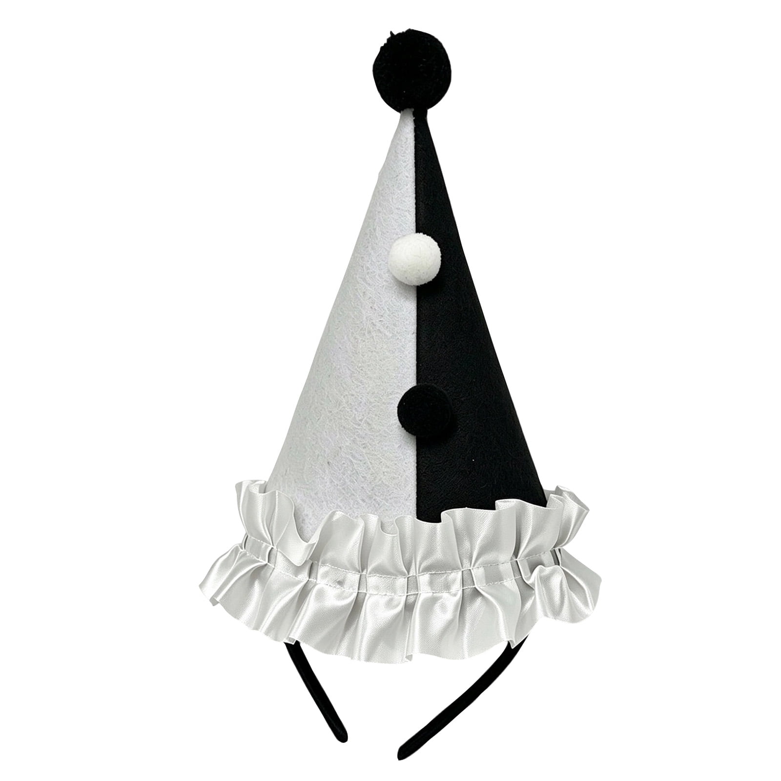 Clown Hat Headband Black White Split Clown Costume Accessories, Satin ...