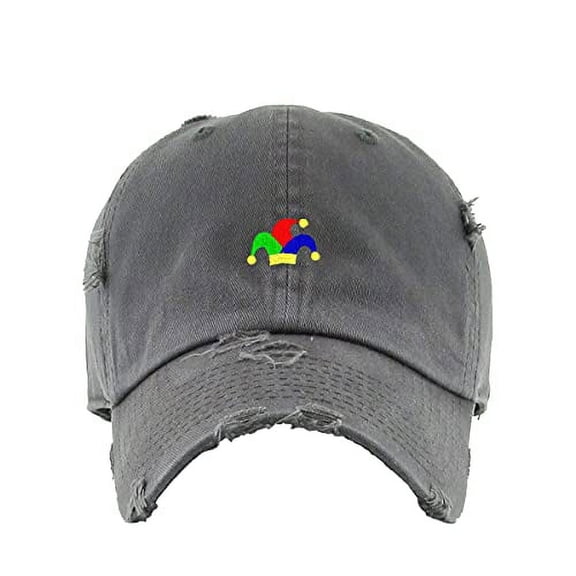 Clown Hat Vintage Baseball Cap Embroidered Cotton Adjustable Distressed Dad Hat Dark Grey