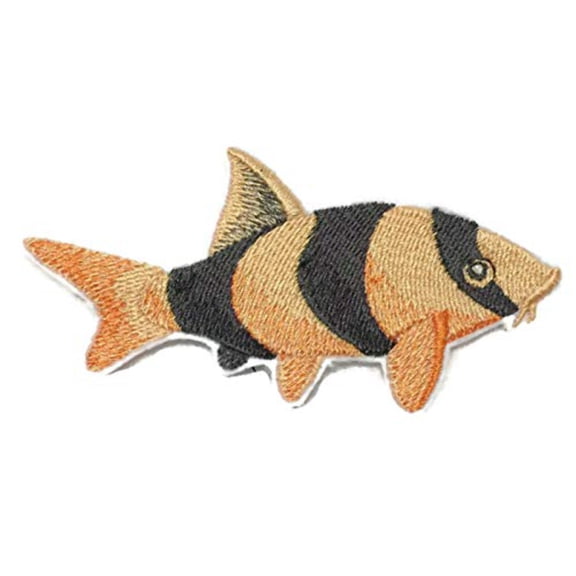 Clown Loach Fish Embroidered Iron On/Sew Patch [3.87" x2.35"]