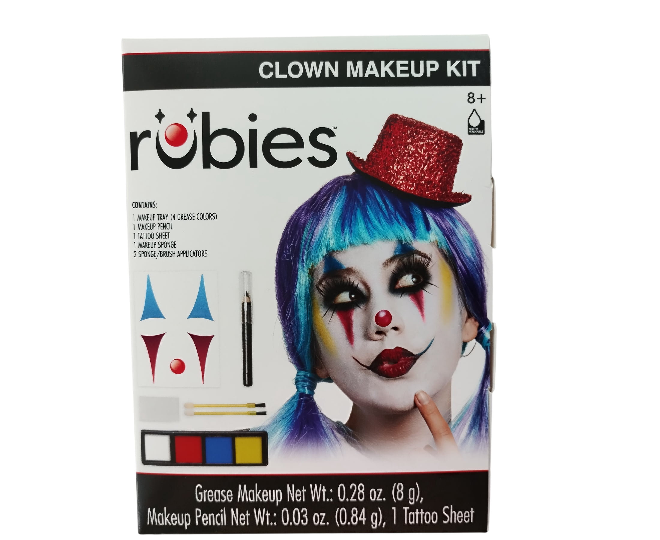 Clown Make-Up Kit, 6 Pieces, Halloween Costume Accessory for Adults, by Rubies