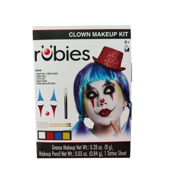Clown Make-Up Kit, 6 Pieces, Halloween Costume Accessory for Adults, by Rubies