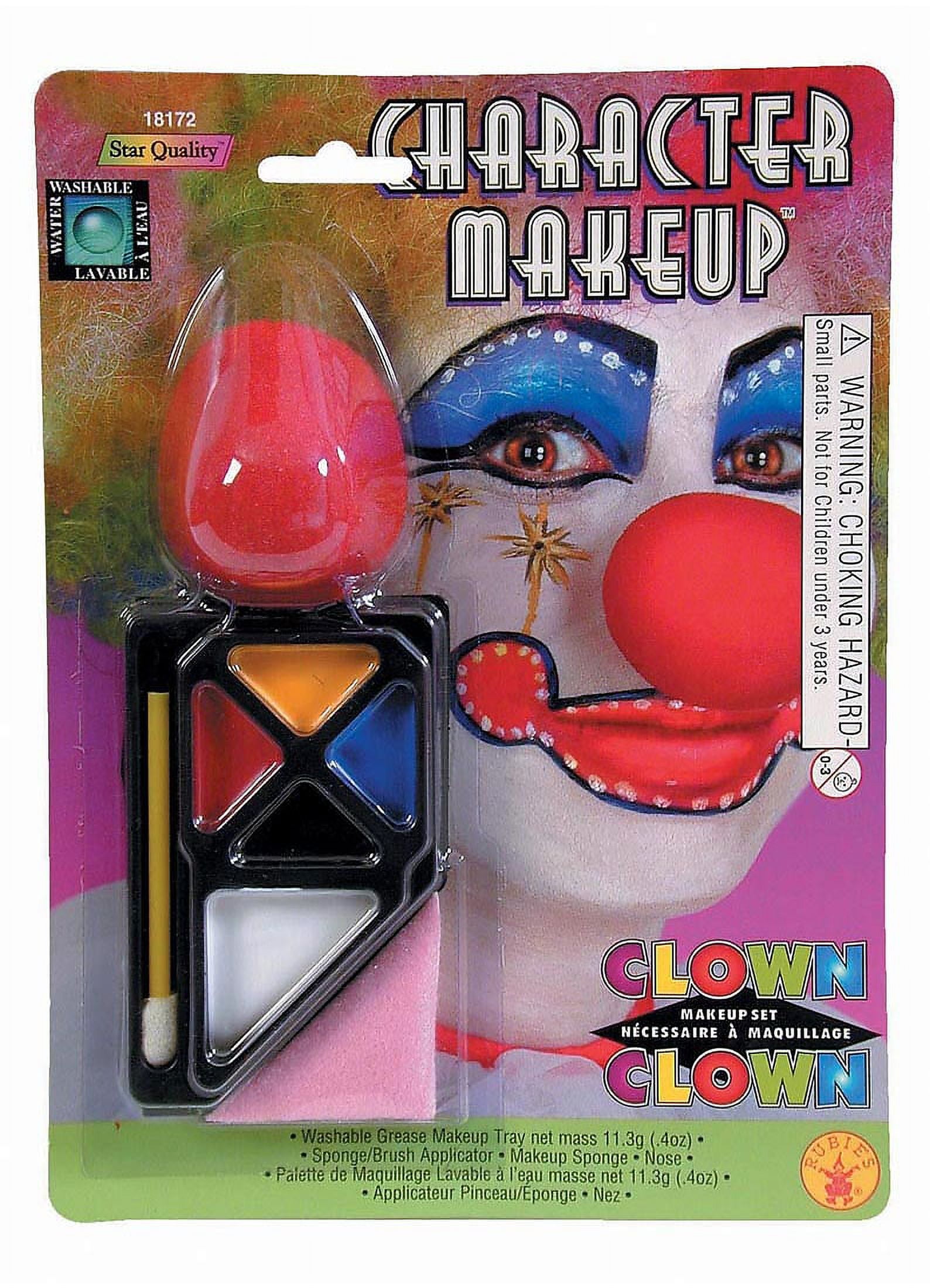 CCbeauty Clown Makeup Kit Professional White Black Red Face Paint  Foundation Cream, 6 Brushes,Red Nose