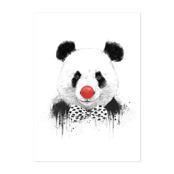 Clown Panda - Illustration Humor Animal Pop Art Modern Art Whimsical Unframed Wall Art Print 18 x 24 inches