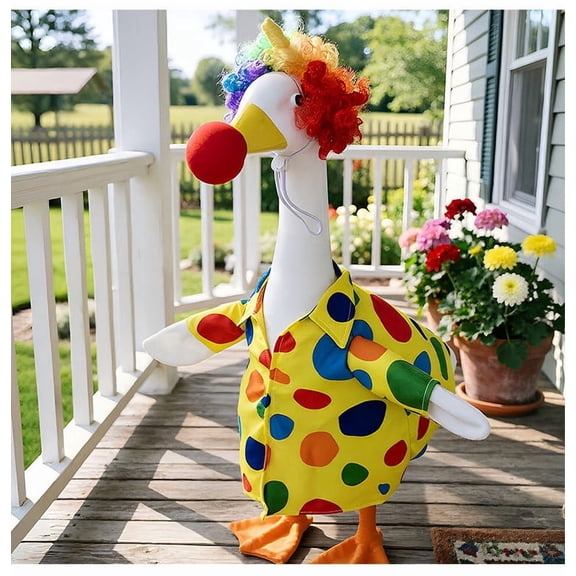 Clown Porch Goose Festival Outfit Set Colorful Polka Dot Costume for Outdoor Garden Patio Yard Decor