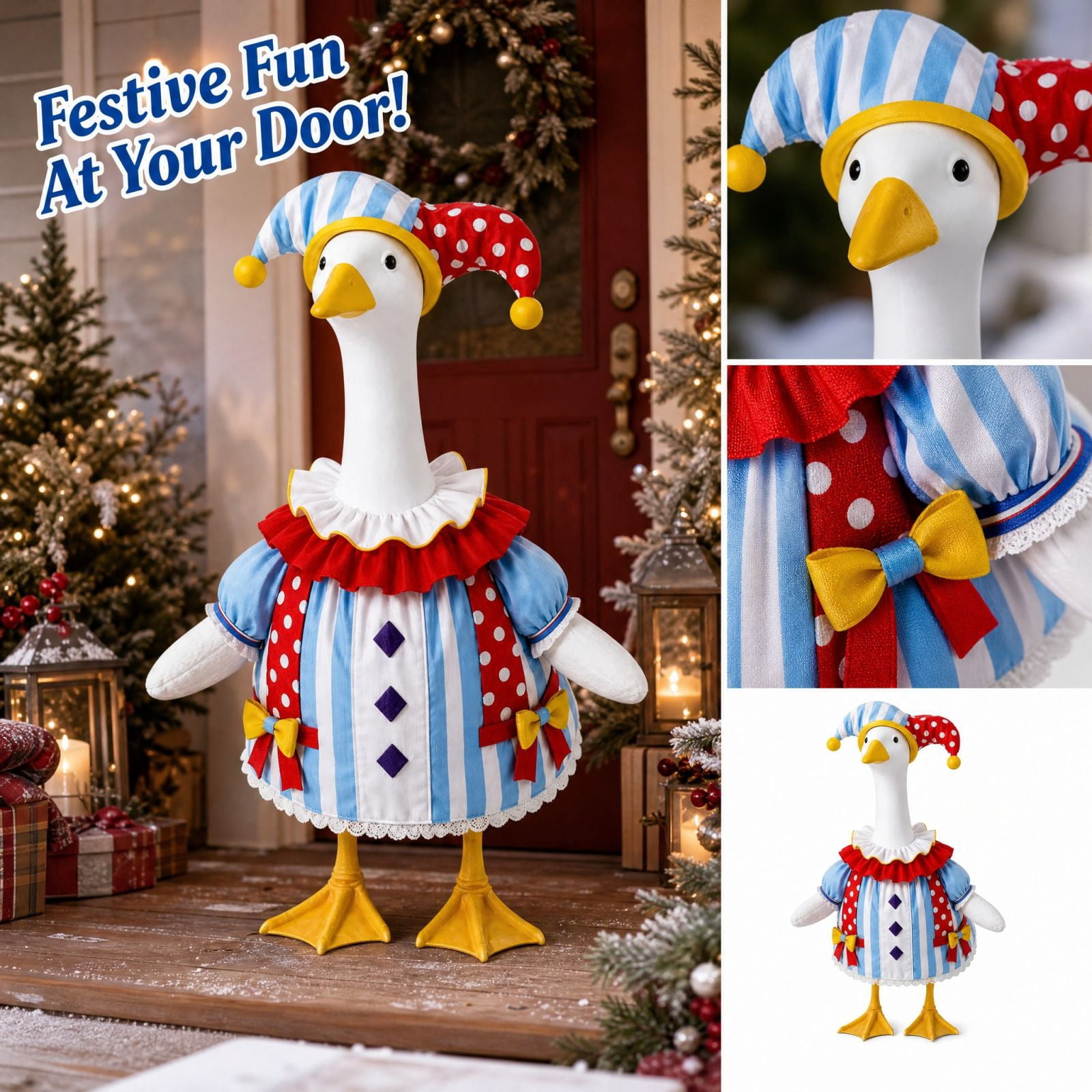 Clown Porch Goose Outfit for 23 Inch Goose Statue, Circus Jester ...