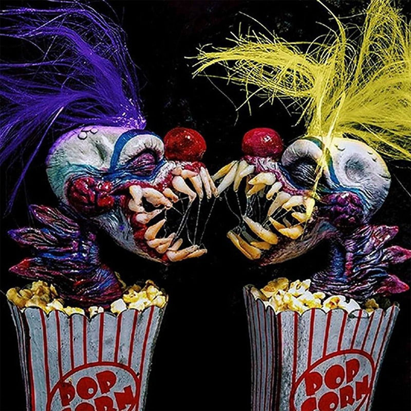 Clown Sculpture, Halloween Clown Decoration, Popcorn Clown Scary Clown Head Statue Resin Craft Clown From Space Green