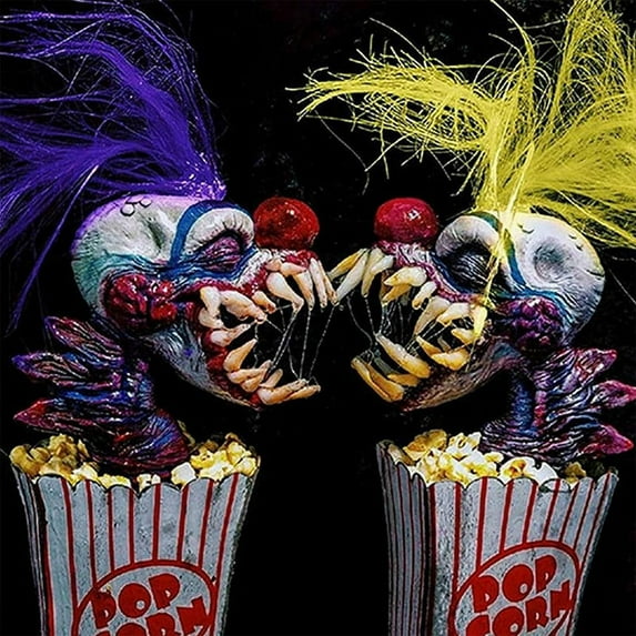 Clown Sculpture, Halloween Clown Decoration, Popcorn Clown Scary Clown Statue Resin Craft Clown From Spac