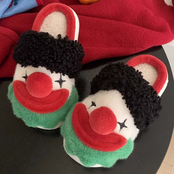 Clown Slippers For Women, Womens Slippers Indoor Outdoor With Memory Foam, Cozy & Warm House Slippers For Woman With Anti-Slip Rubber Sole Red 41
