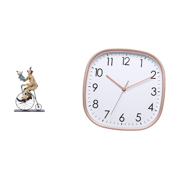 Clown Statue Digital Wall Clock Ornament Realistic Resin Finish Silent Function Decor for Dining Room Workspace Entryway