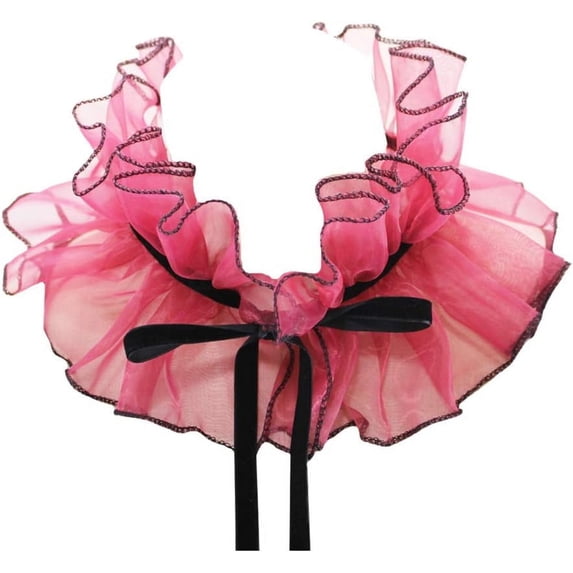 Clown Tulle Ruffled Collar,Renaissance Victorian Ruffle Collar, Retro Mesh Neck Ruff Ruffle Collar