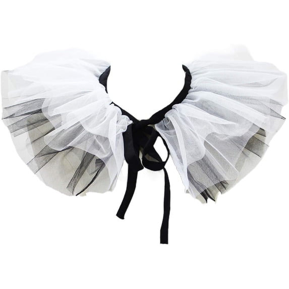 Clown Tulle Ruffled Collar,Renaissance Victorian Ruffle Collar, Retro Mesh Neck Ruff Ruffle Collar