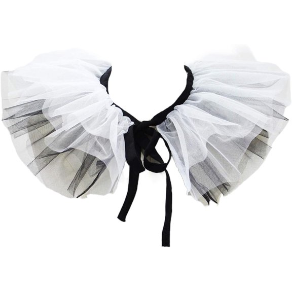 Clown Tulle Ruffled Collar,Renaissance Victorian Ruffle Collar, Retro Mesh Neck Ruff Ruffle Collar