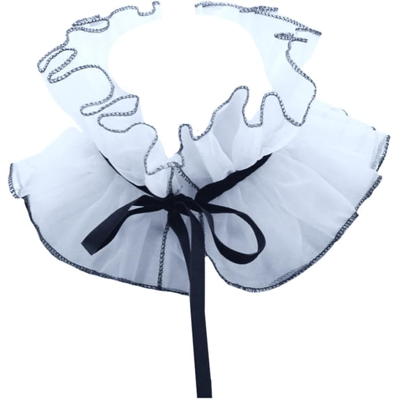 Clown Tulle Ruffled Collar,Renaissance Victorian Ruffle Collar, Retro Mesh Neck Ruff Ruffle Collar