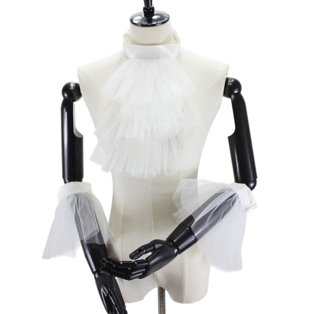 Clown Tulle Ruffled Collar Vintage Neck Ruff Mesh Collar/Ruffle Cuffs ...