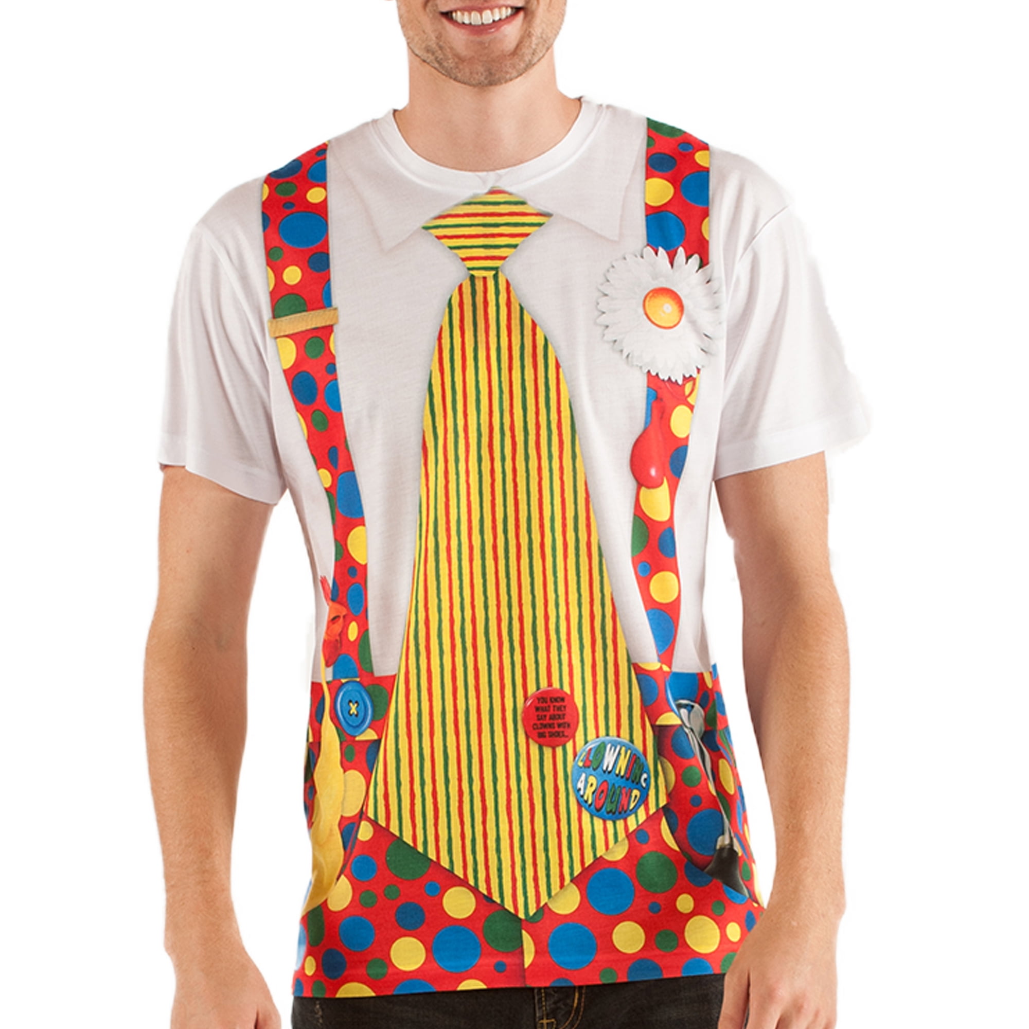 clown dress shirt Halloween Clown Costume All Over Adult T-Shirt, LG / Multi
