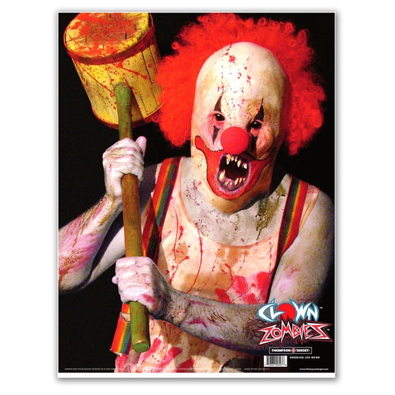 Clown Zombie - Ultra Bright Paper Shooting Targets - 19"x25" (20 Pack)