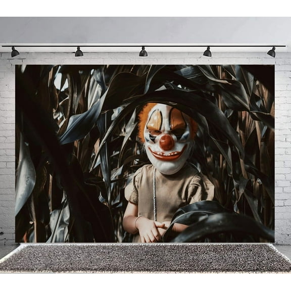Clown in a Cornfield Backdrop Banner Party Supplies Poster Movie Theme Background for Photography Birthday Decorations