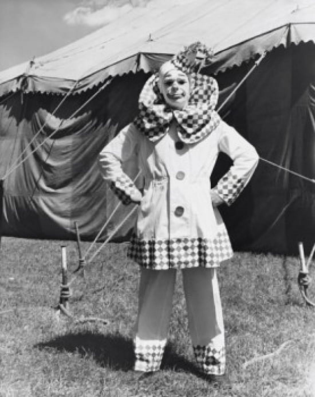 Clown standing with arms akimbo in front of a circus tent Canvas Art - (18 x 24)