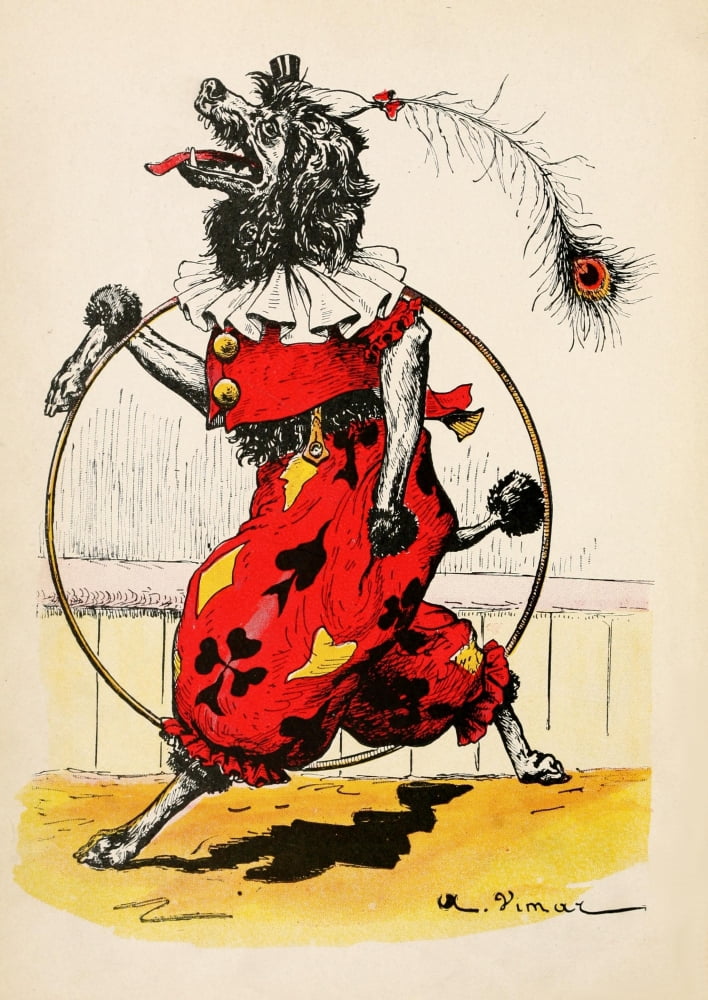 Clown the Circus Dog 1917 Clown Canvas Art - Auguste Vimar (24 x 36)