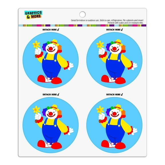 Clown with Flower and Big Shoes Refrigerator Fridge Locker Vinyl Circle Magnet Set