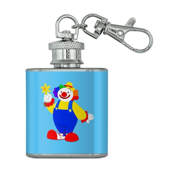 Clown with Flower and Big Shoes Stainless Steel 1oz Mini Flask Key Chain