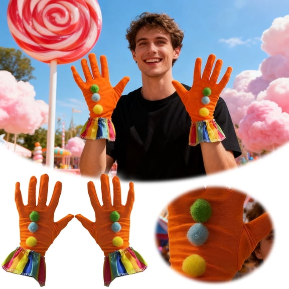 Clown with Pom Poms and Decorative Ruffled Ideal for Carnival Circus Themed Events and Halloween Party Celebrations 2PCS