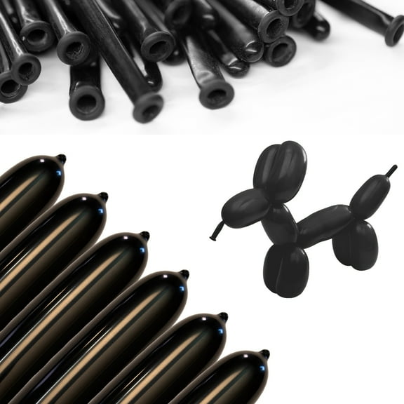 Clownatex 260 Long Twisting Black Balloons (100 pcs) for Balloon Animals, Latex Twisting Animal Shape Modeling Long Magic Balloons for Kids Party, Clowns, Birthdays, Weddings